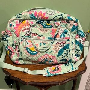 Vera Bradley Quilted Bag - Mint Green and Pink Floral